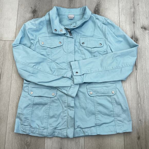 Chicos Powder Blue Women’s Denim Jacket Size 1 US Size 8/10 - Picture 1 of 8
